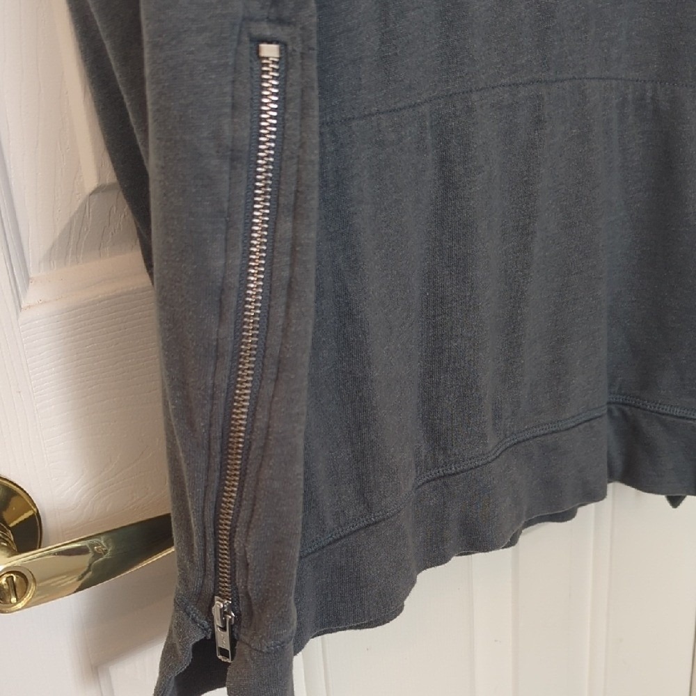 Victorias Secret VSNY Hoodie Gray Gold Graphic Side Zip Pullover Sweatshirt S - Picture 4 of 5